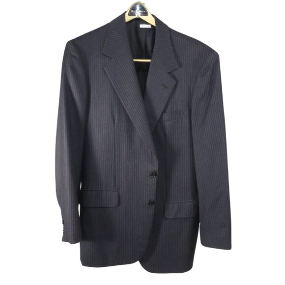 Brioni Dark Navy Suit Jacket w/ Vertical Stripes